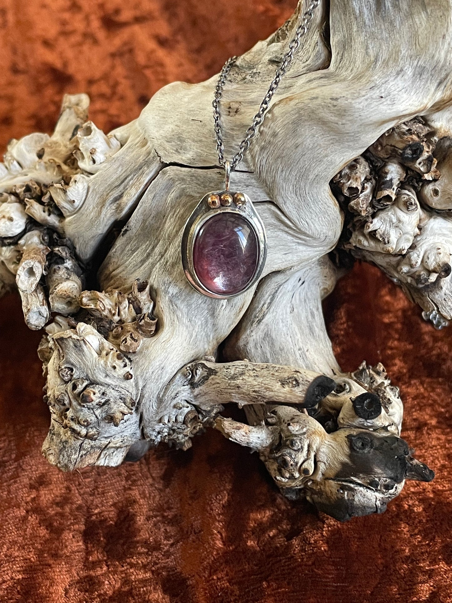 Lithium Lepidolite and sterling silver pendant