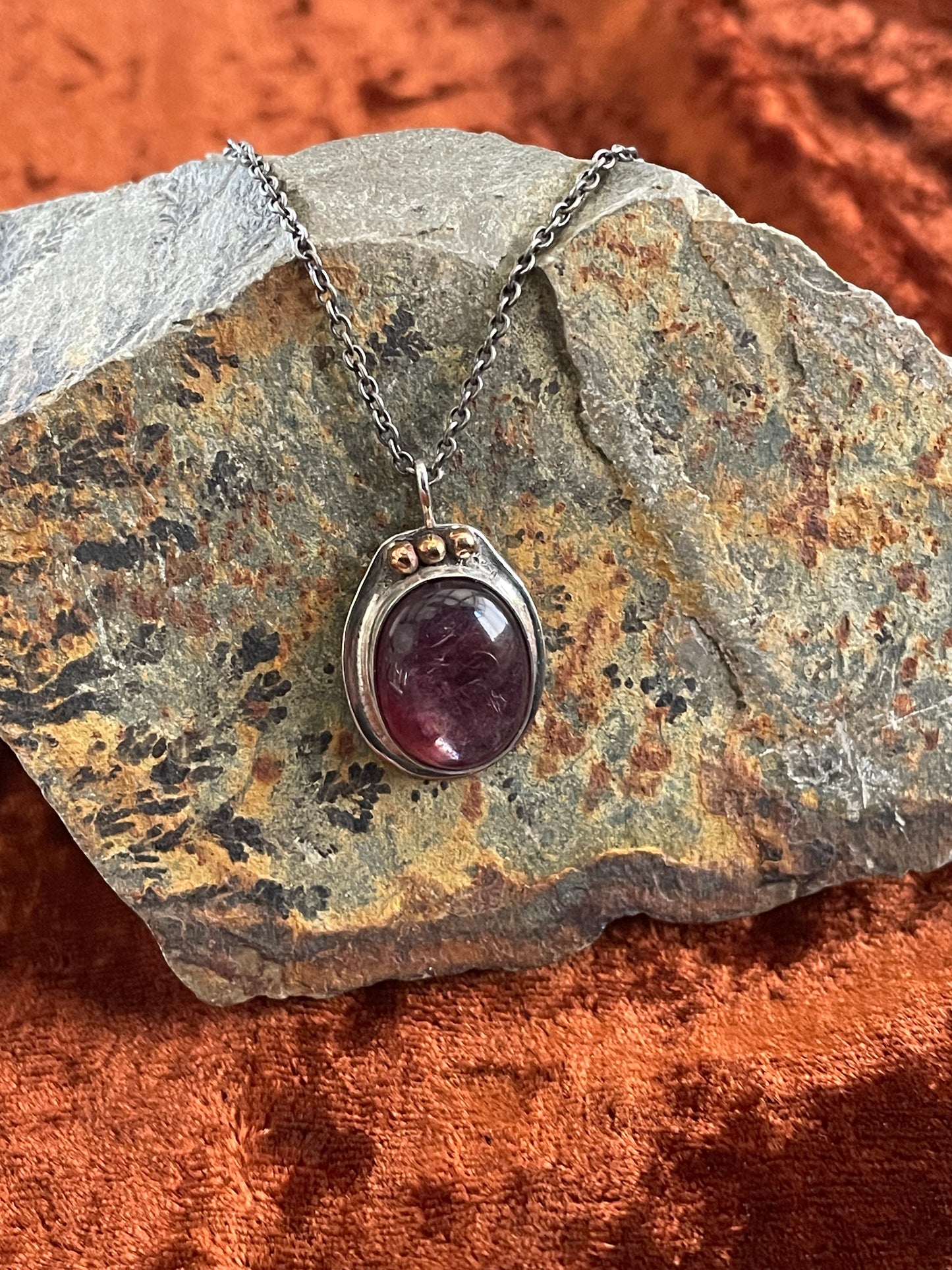 Lithium Lepidolite and sterling silver pendant