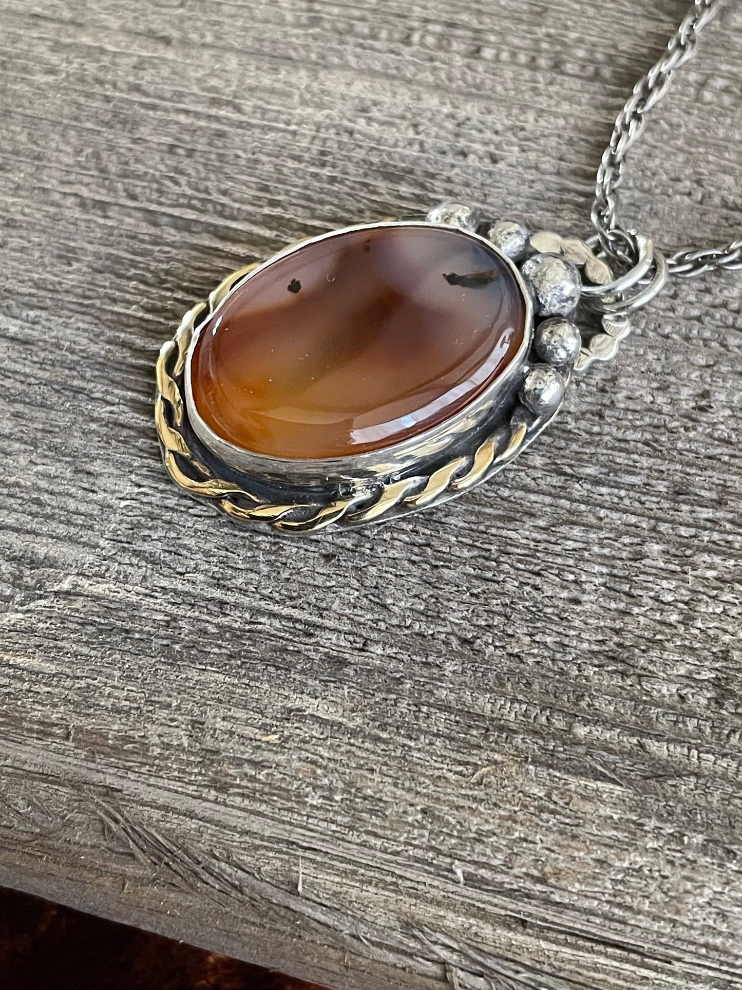 Montana agate and sterling silver pendant