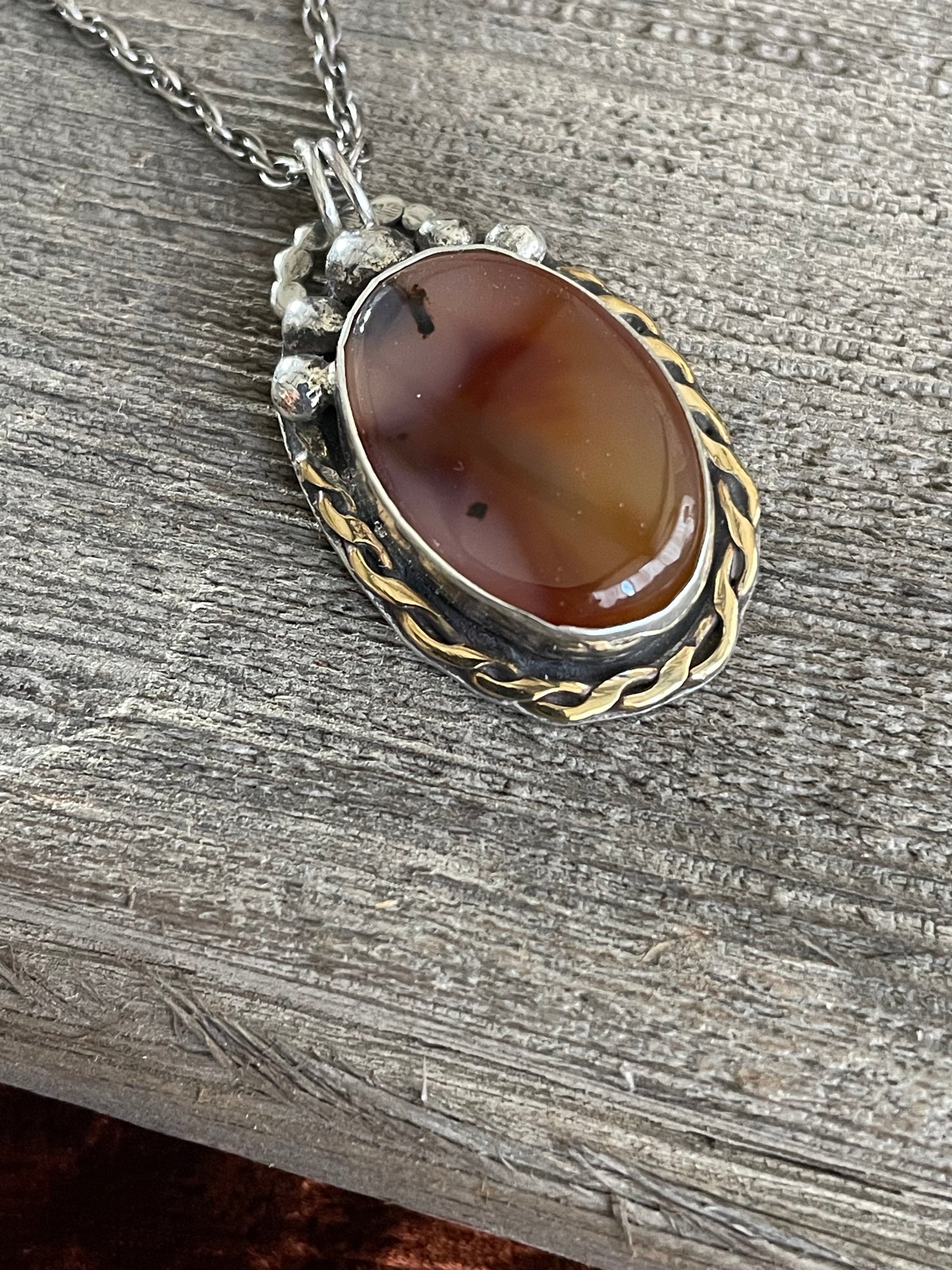 Montana agate and sterling silver pendant