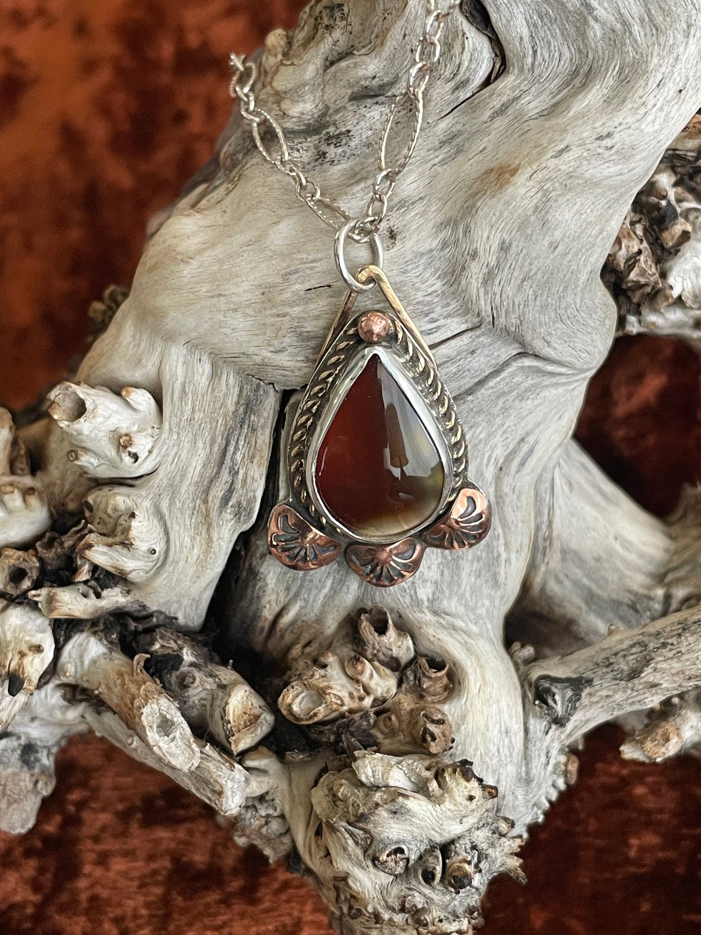 Carnelian and sterling silver pendant