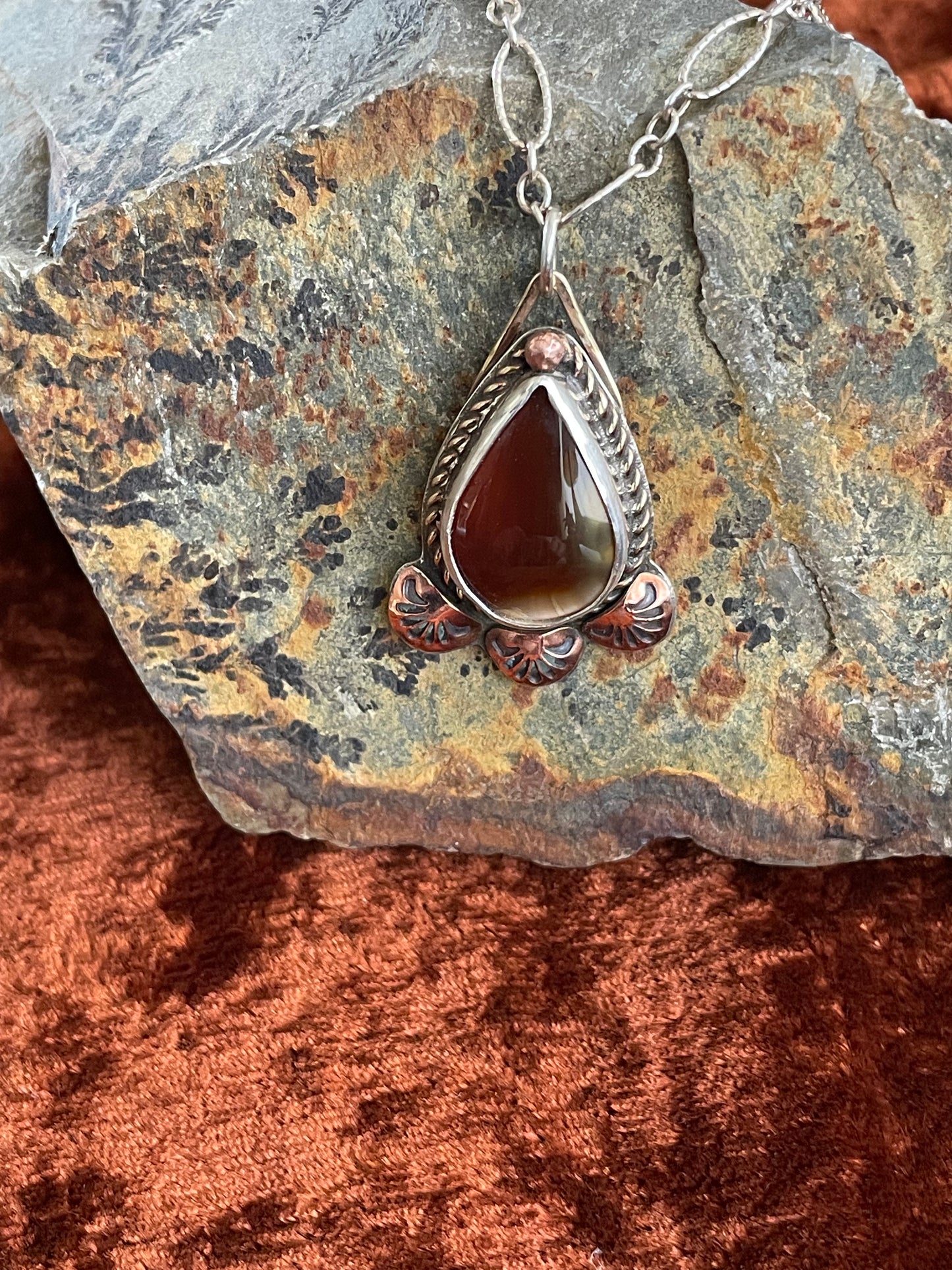 Carnelian and sterling silver pendant