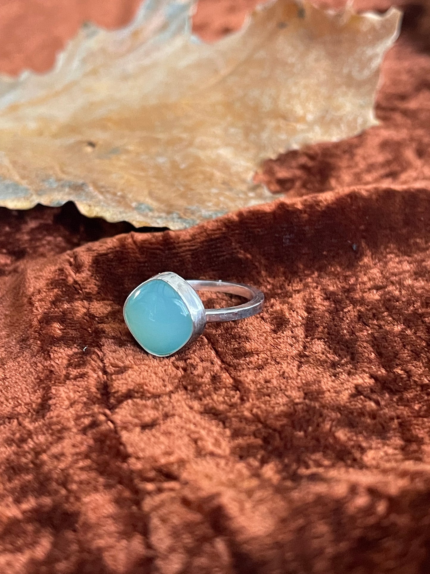 Aqua Chalcedony and sterling silver ring