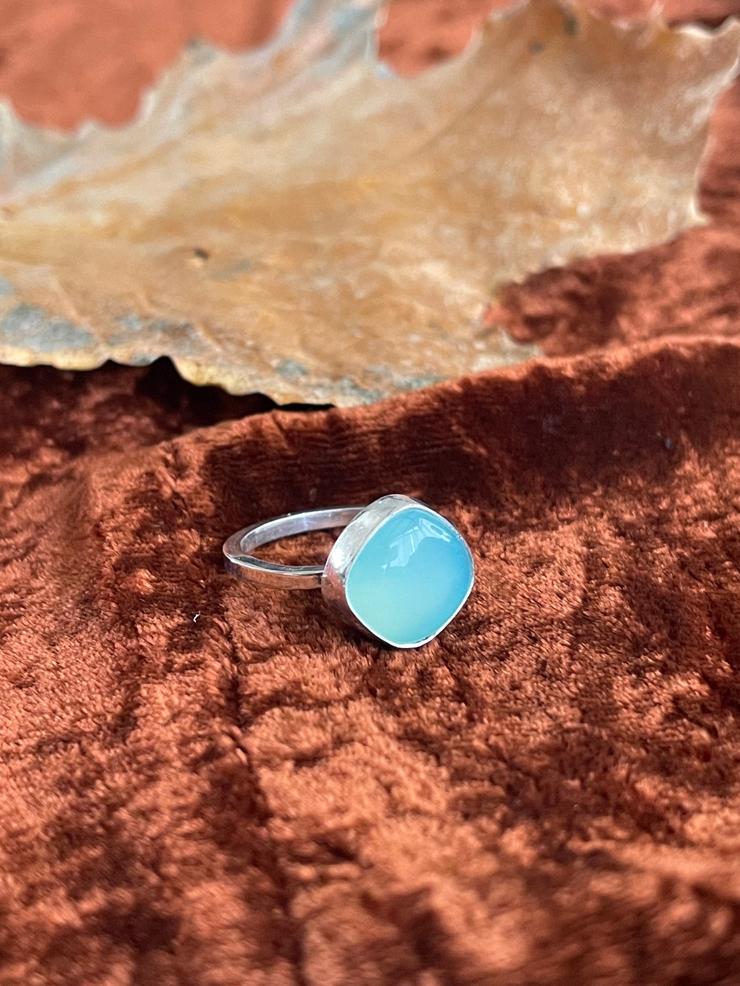 Aqua Chalcedony and sterling silver ring