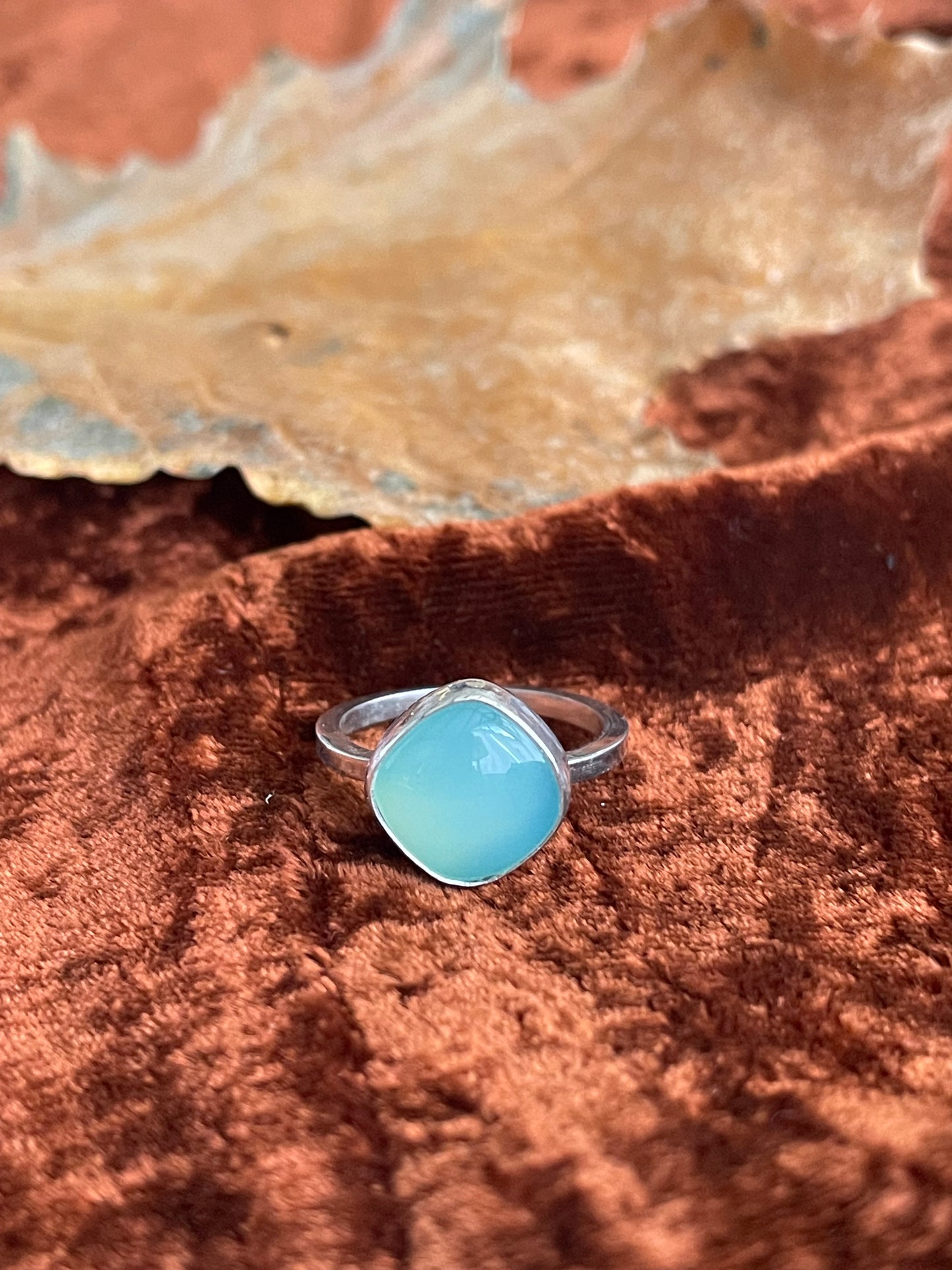 Aqua Chalcedony and sterling silver ring