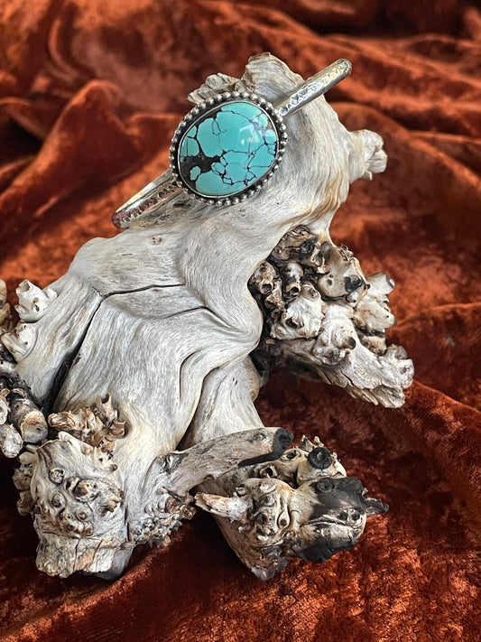 Hubei Turquoise and Sterling Silver Cuff Bracelet